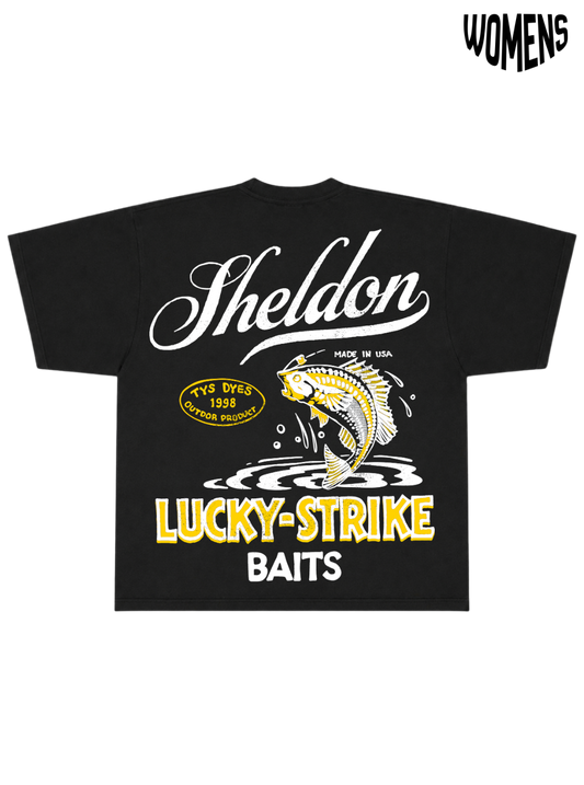 Lucky Strike Fishing Tee Black - Womens