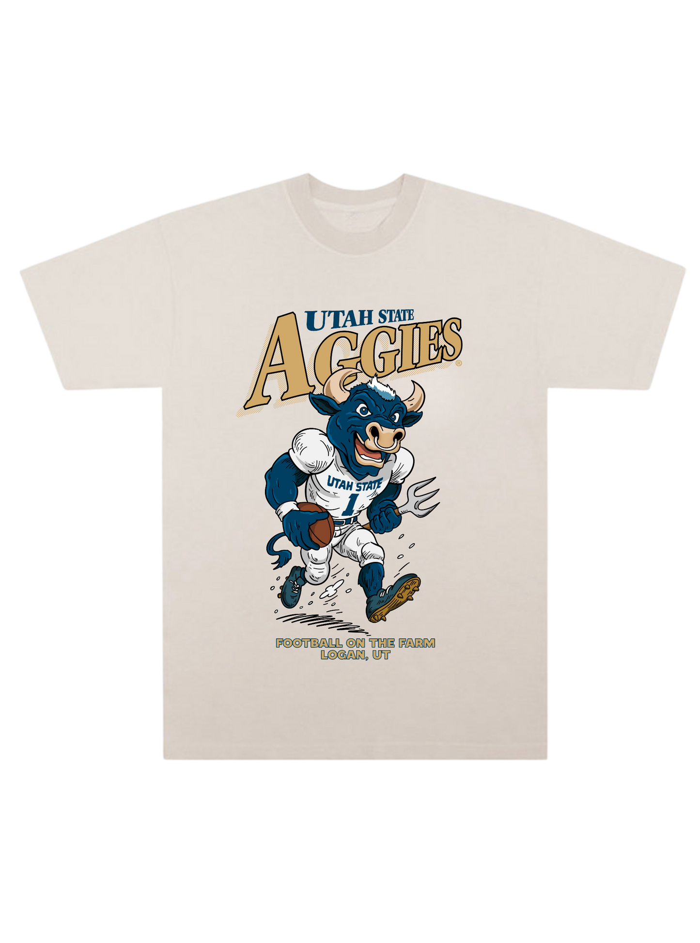 USU - Big Blue Football Tee - Creme
