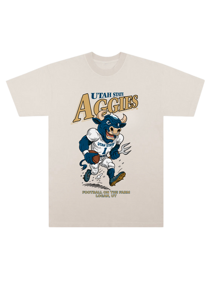 USU - Big Blue Football Tee - Creme