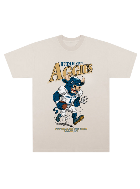 USU - Big Blue Football Tee - Creme