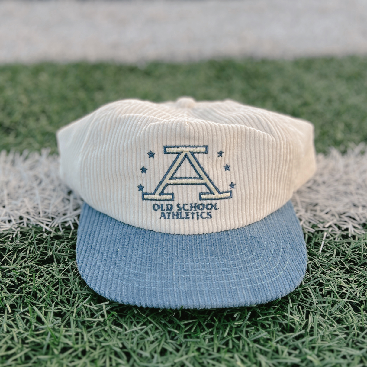 Old School Athletics Hat - Creme/Blue