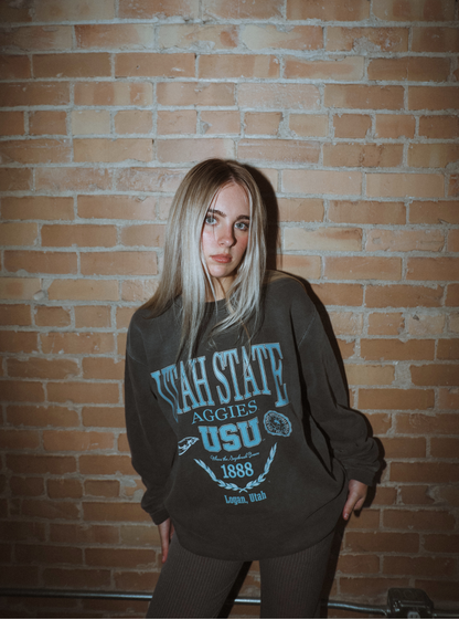 USU - Vintage Black Crewneck