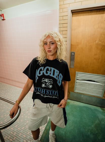 USU Vtg Black Tee - Womens