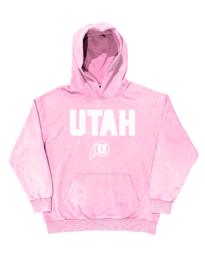 Utah - Pink Varsity Block Hoodie